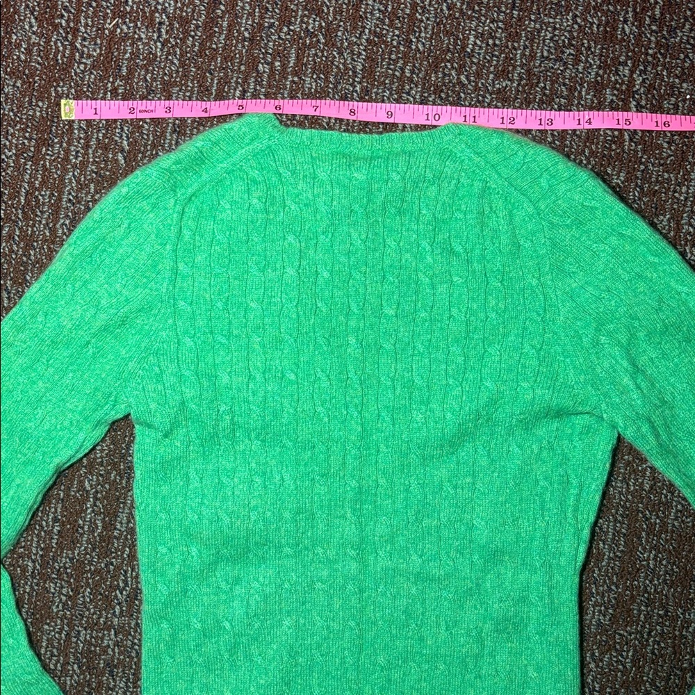 J. Crew Vibrant Green Women's cashmere Sweater soft long sleeve cable knit small - Picture 7 of 10